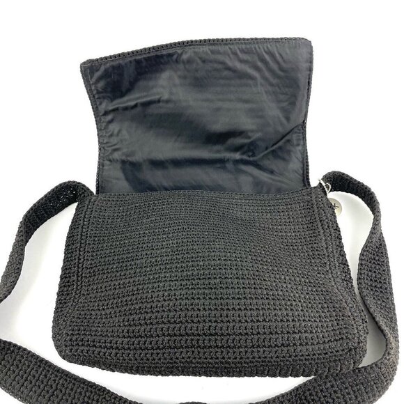 The Sak Crochet Handbag Black Flap Boho Shoulder Bag Purse Bag Charm - Picture 5 of 10